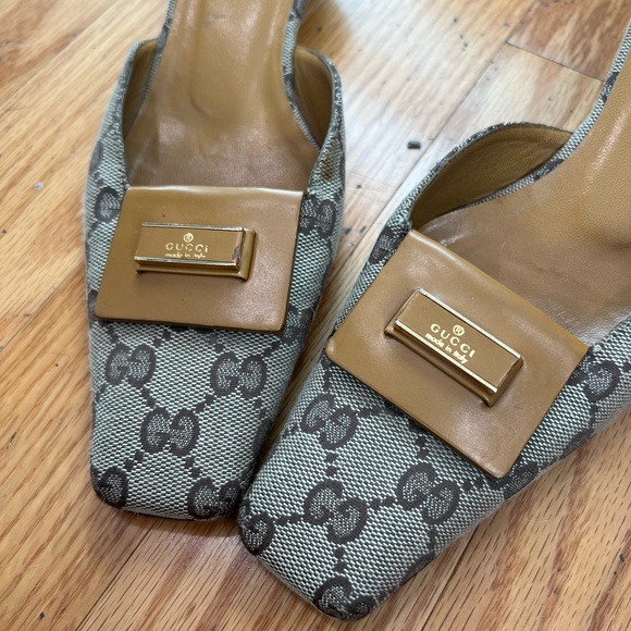 Gucci Brown Monogram Logo Mules - Picture 4 of 8